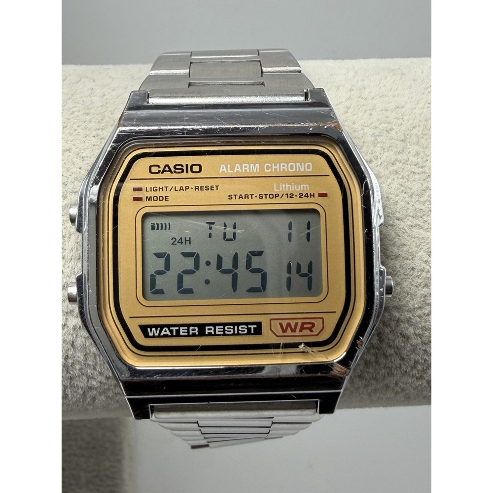 Casio A158WE New Battery Mens Watch 33MM 7.75" Mod 593 Silver Tone